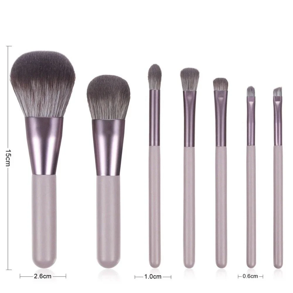 Professional 7-Piece Makeup Brush Set With Travel Case Dusty Purple NEW